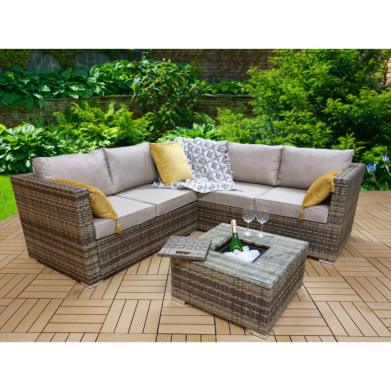 Hashtag Home Oryana Garden Corner Sofa With Cushions Reviews Hashtag Home Oryana Garden Corner Sofa