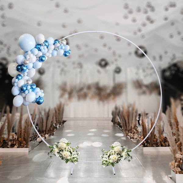 1.2M Wedding Arch Backdrop Metal Circle Archway Round Ring Framework Iron Circular Romantic Background Decorative Round Support Balloons Double Bar Stand Gate for DIY Decoration Party Props 