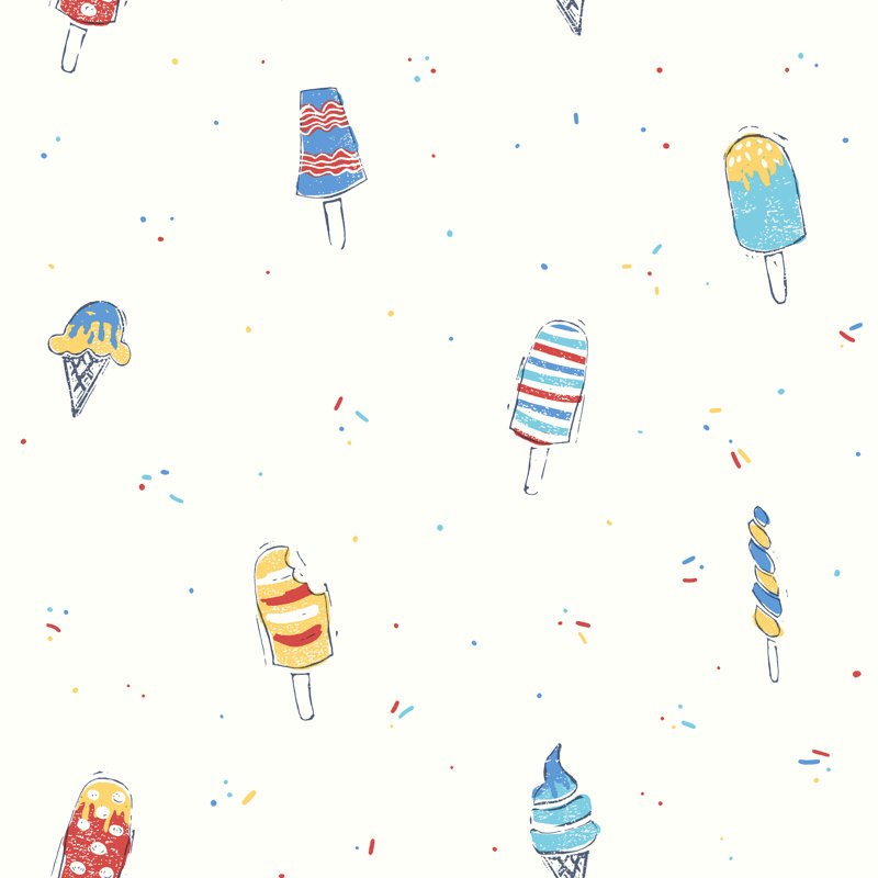 Zoomie Kids Unger 33 L X 20 5 W Ice Cream Wallpaper Roll Wayfair