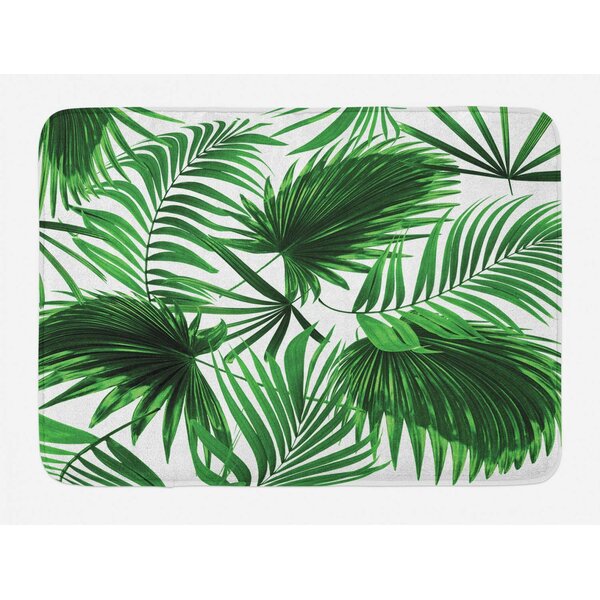 Gear New Decorative Abstract Floral Pattern Palm Leaves Bath Rug Mat No Slip Microfiber Memory Foam 