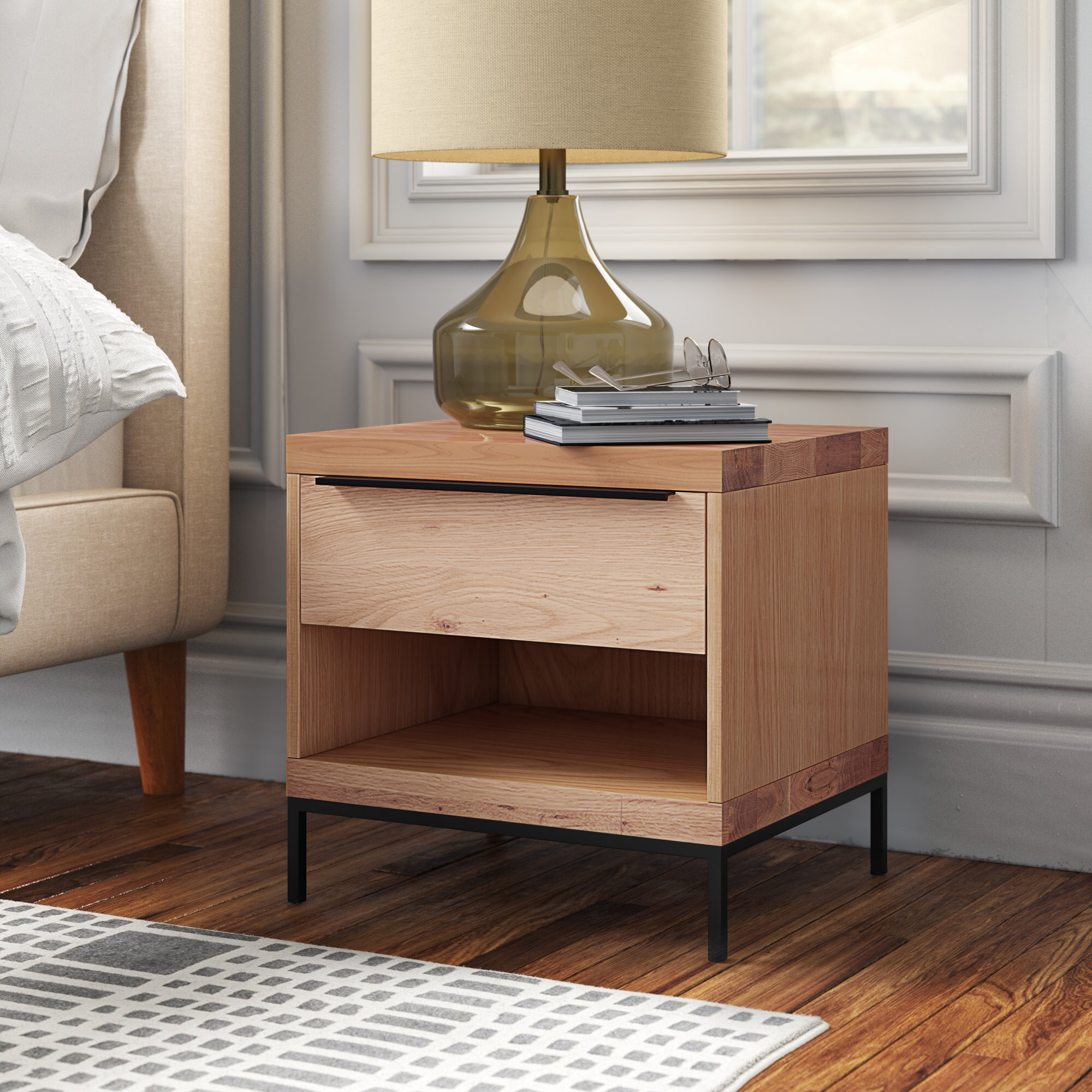 Joss Main Shaner 1 Drawer Solid Wood Nightstand In Brown Wayfair
