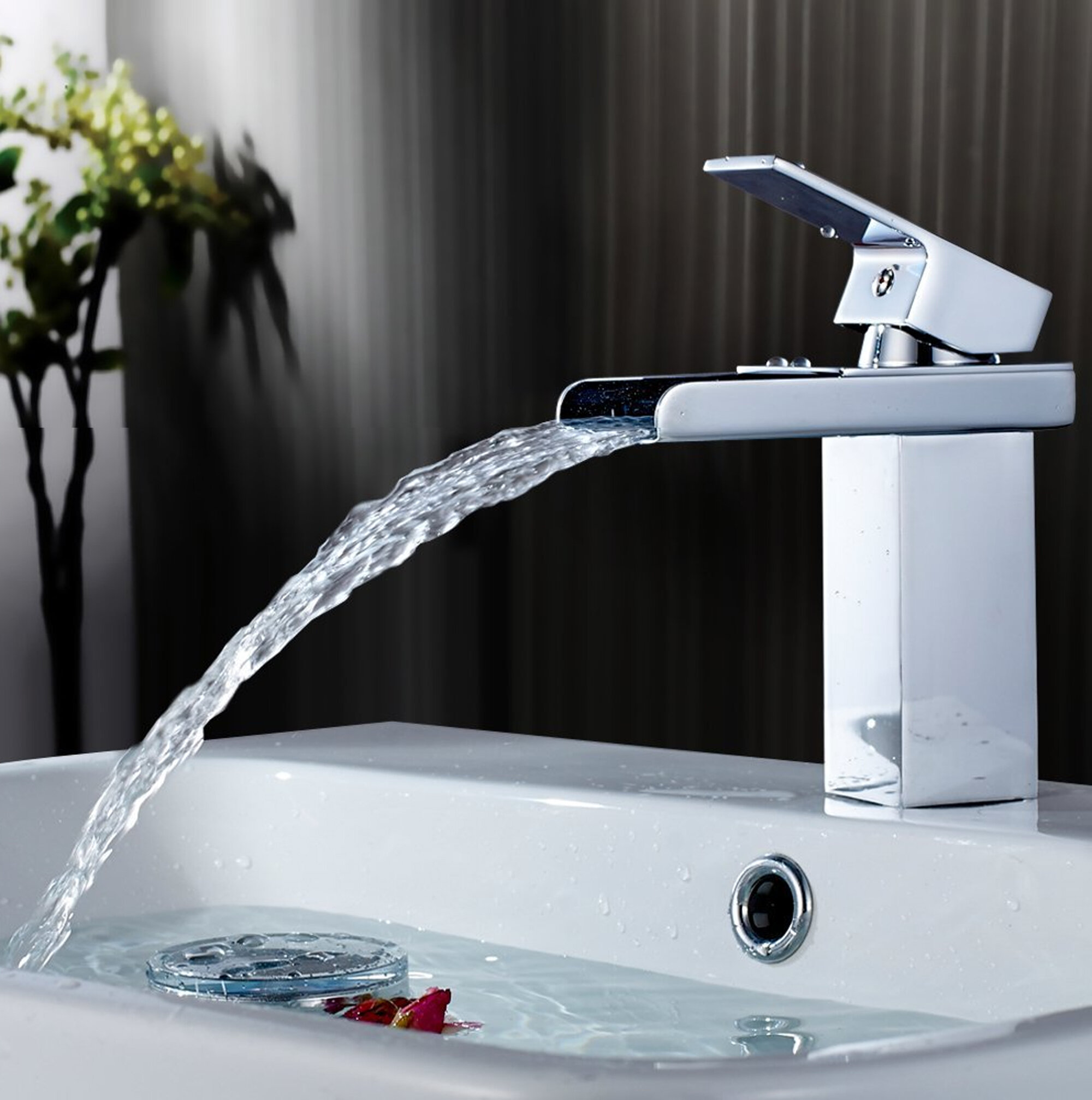 Sumerain Deck Mount Waterfall Bathroom Sink Faucet With Hoses Reviews Wayfair