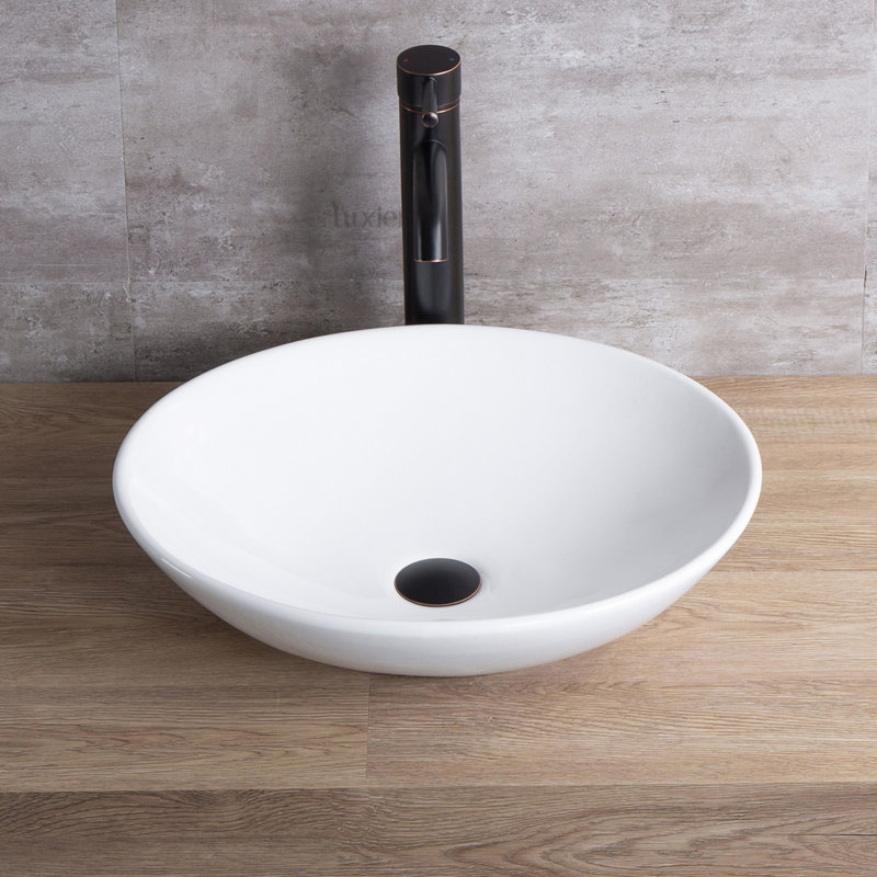 Luxier Bathroom Ceramic Circular Vessel Bathroom Sink With Faucet Wayfair