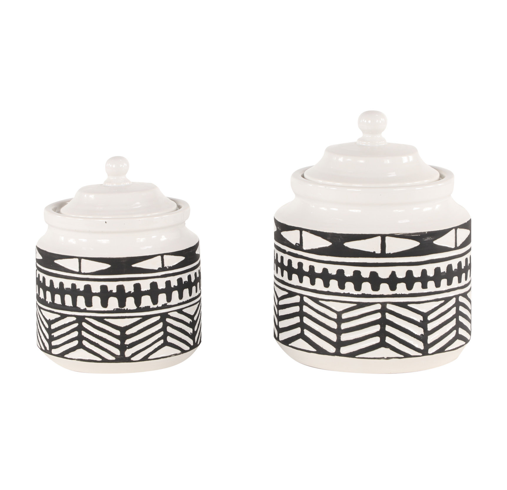 Set of Two Hand Crafted Ceramic Jars