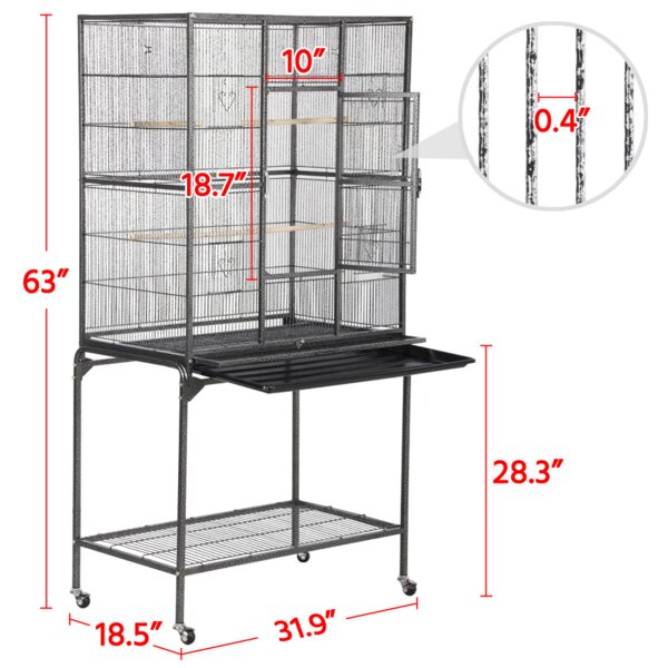 Severson 63'' Flat Top Flight Cage with Wheels