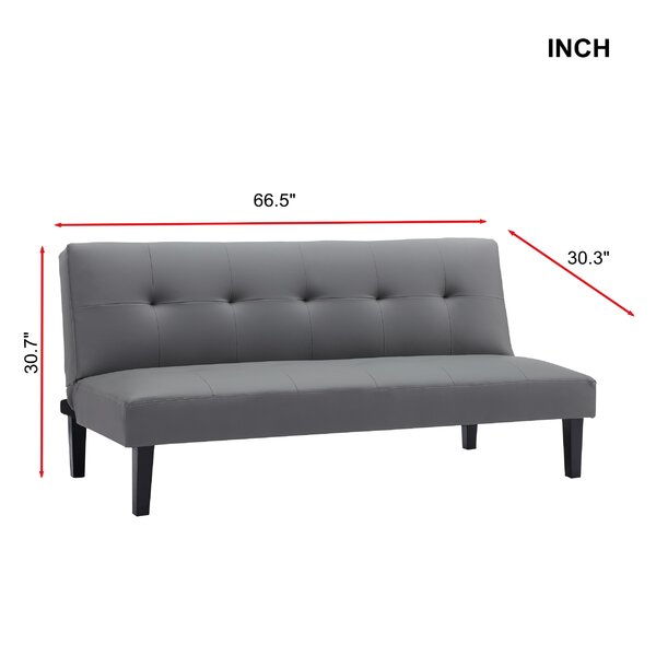 Ebern Designs Breyson 66.5'' Faux Leather Armless Sofa Bed | Wayfair