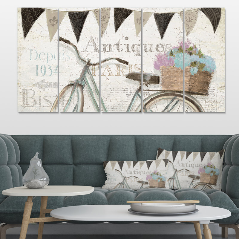 East Urban Home French Bicycle Flea Market Ii Painting Multi