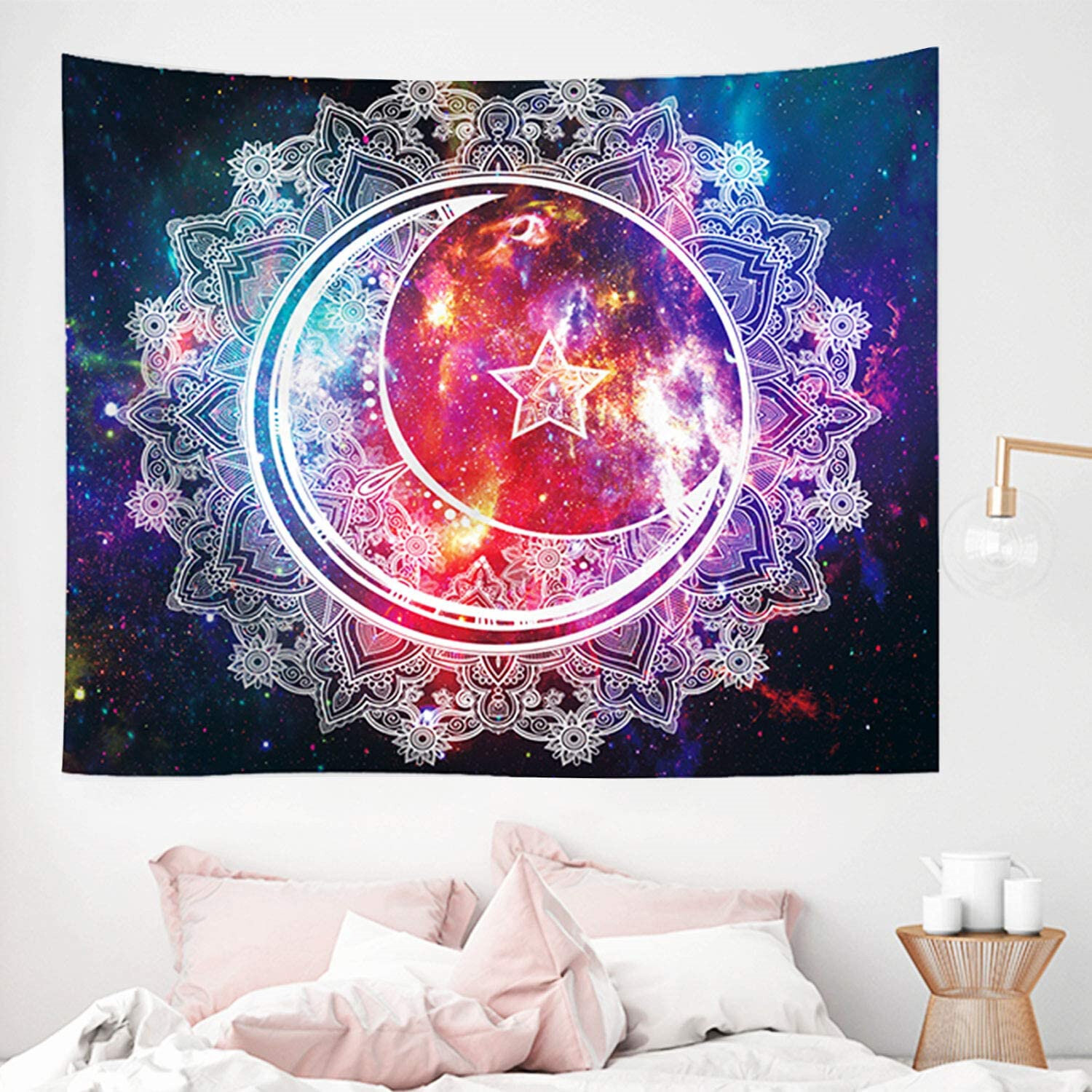 Sunflower Moon Phase Tapestry Starry Sky Wall Hanging Home Decor Bedspread Cover 