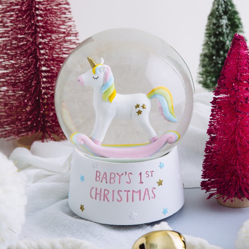 1st Christmas Unicorn Snow Globe