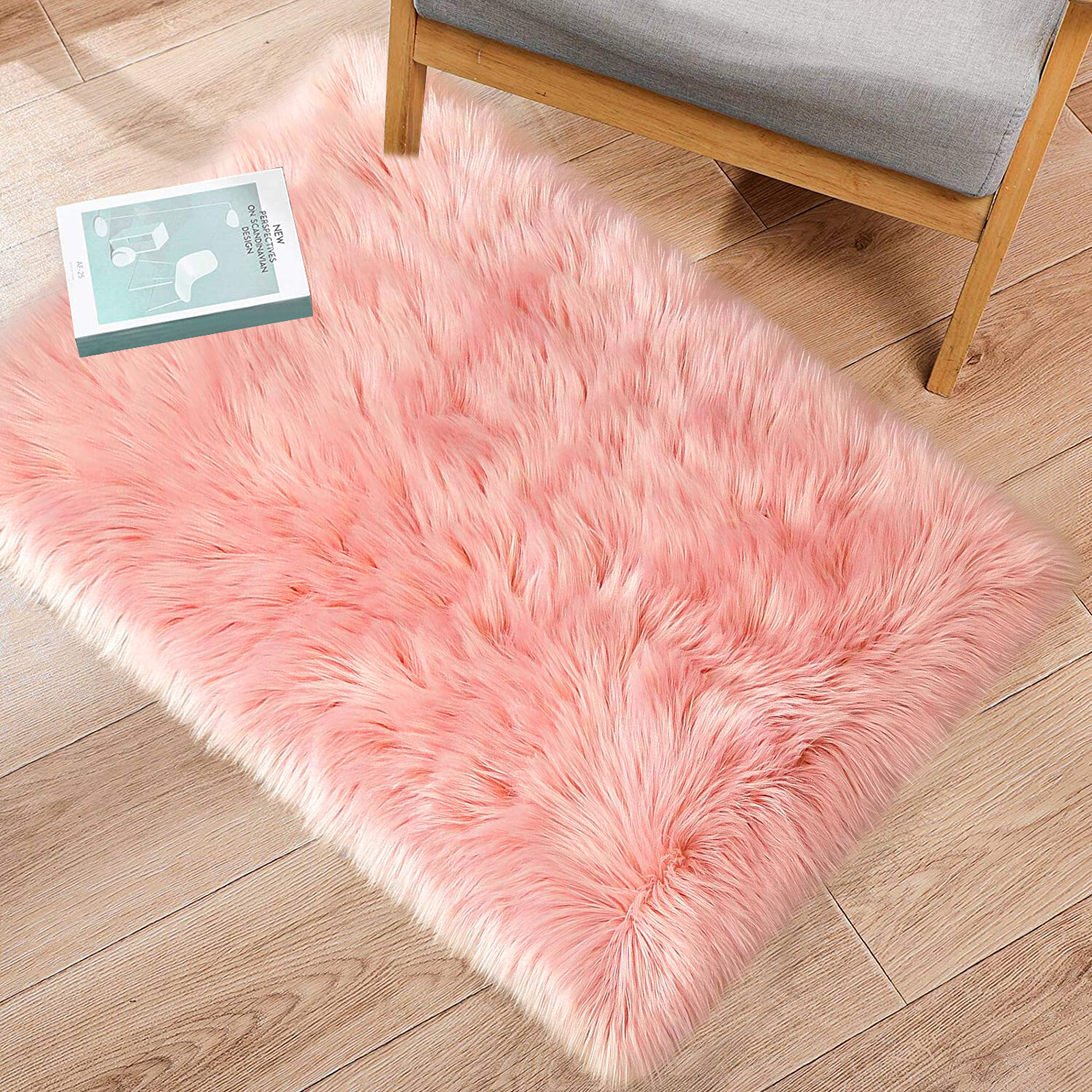 Super Soft Fluffy Hand Made Hot Pink Girls Faux Sheepskin Area Rug Carpet Animal 