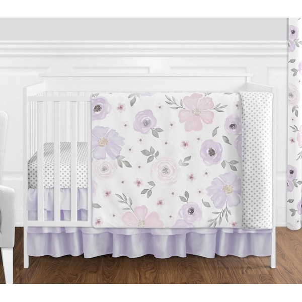 Sweet Jojo Designs Watercolor Floral 4 Piece Crib Bedding ...
