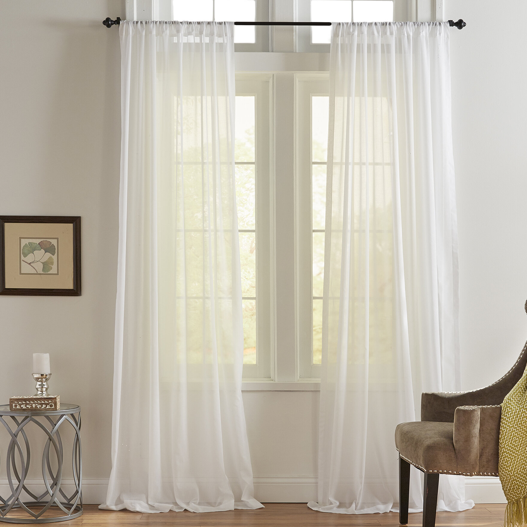 Highland Dunes Dunn Voile 100 Cotton Solid Color Sheer Rod Pocket Single Curtain Panel Reviews Wayfair