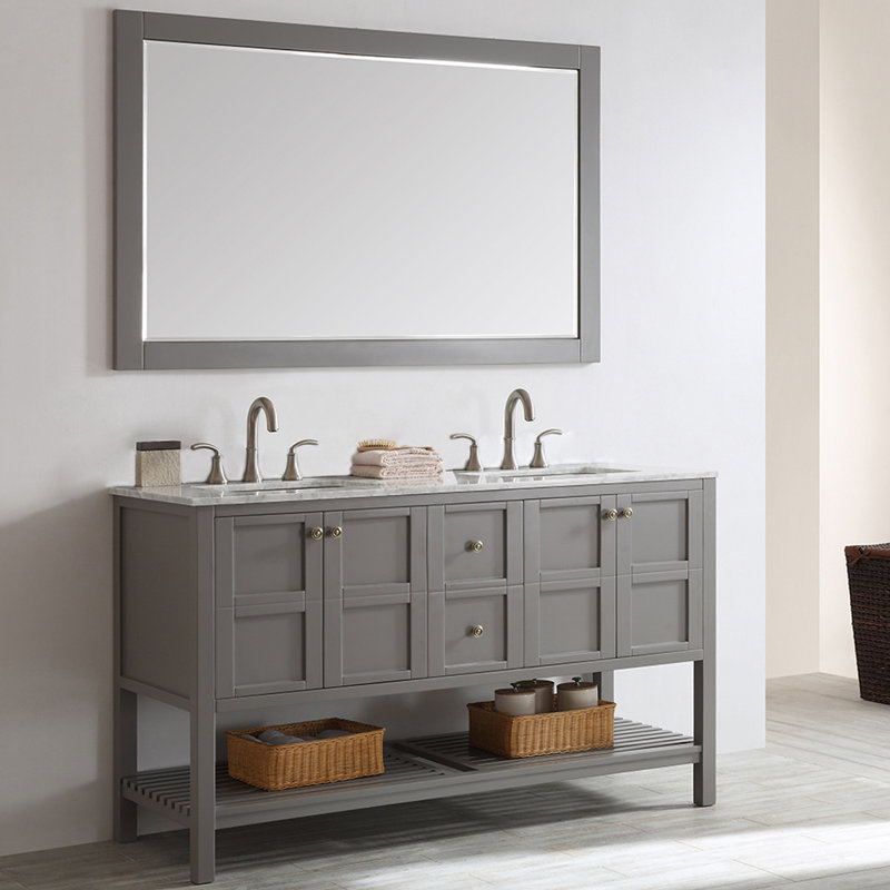 Beachcrest Home Caldwell 60 Double Bathroom Vanity Set With Mirror Caldwell 60 Double Bathroom Vanity Set With Mirror