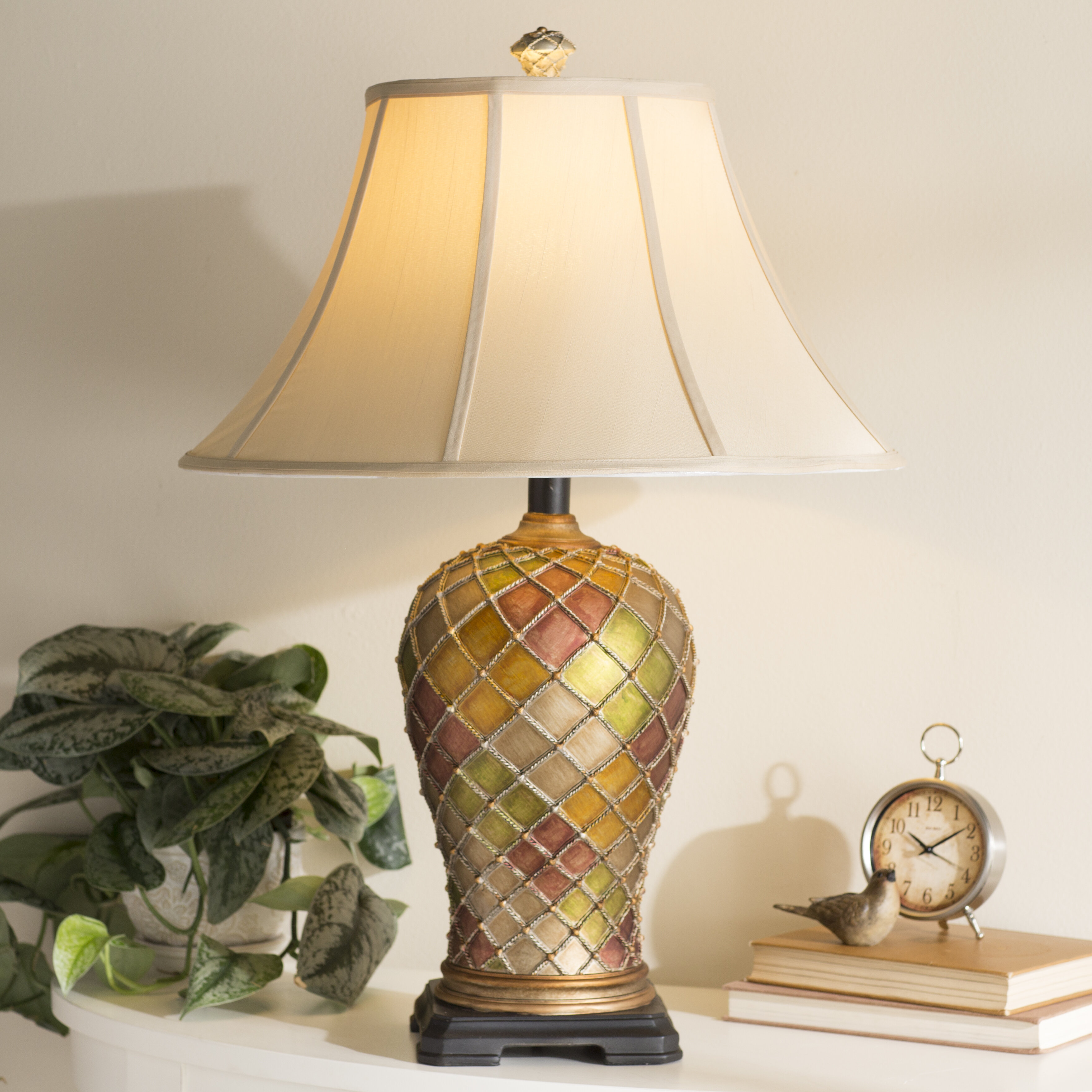 red and gold table lamps