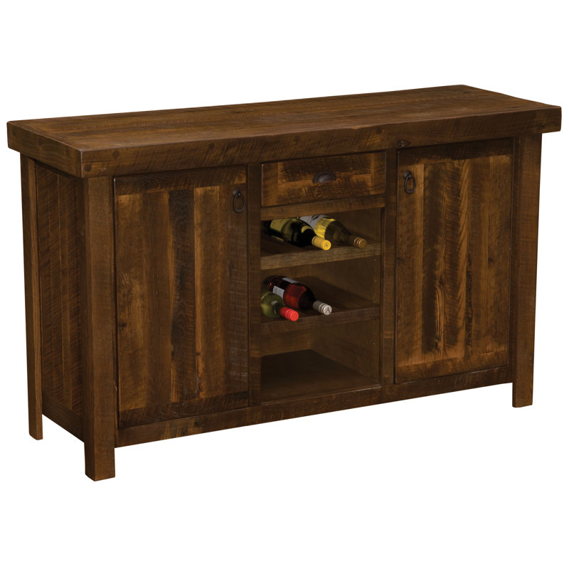 Fireside Lodge Barnwood Sideboard With Wine Rack Shelves Wayfair