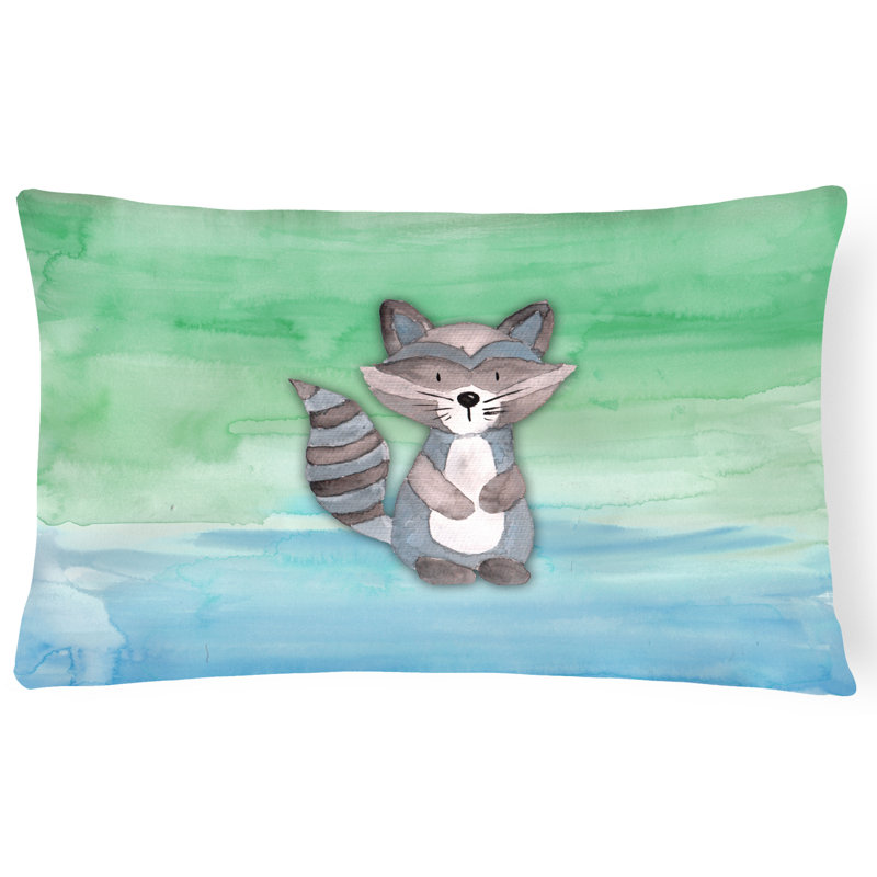 Zoomie Kids Virginia Raccoon Watercolor Lumbar Pillow Wayfair