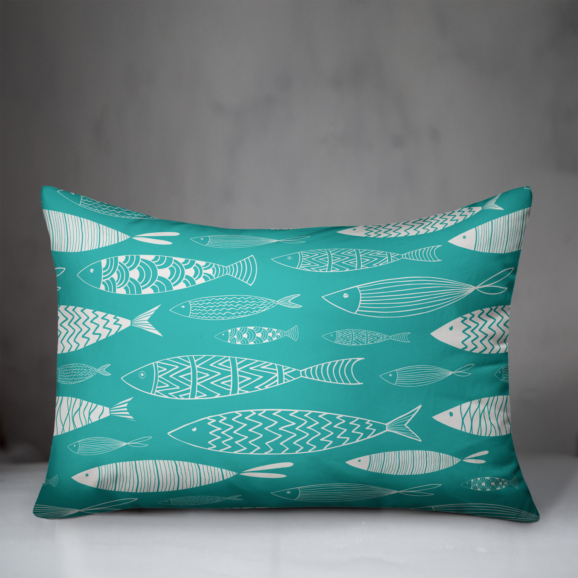 ocean teal texture outdoor lumbar throw pillow