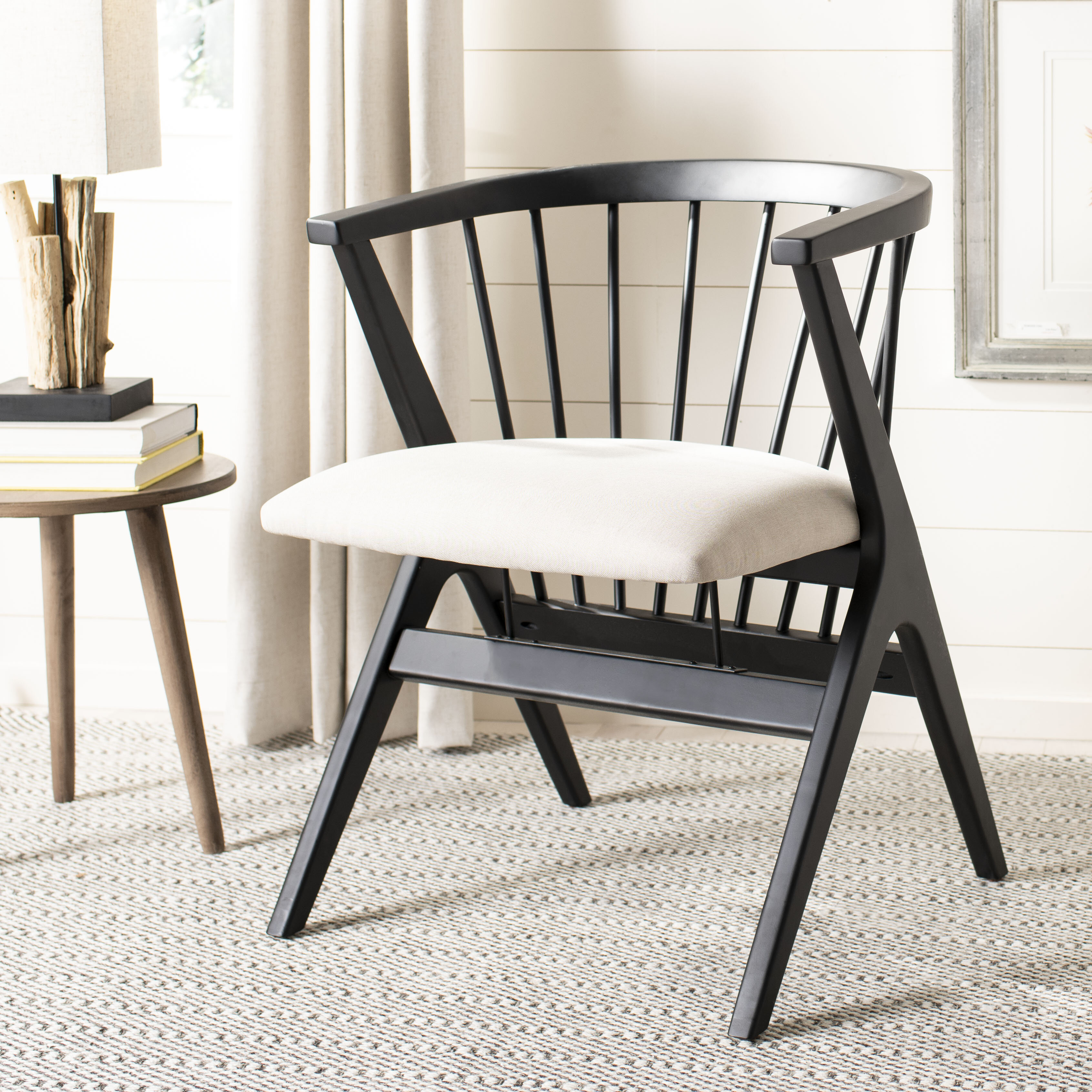 Mistana Artemis Linen Slat Back Side Chair In Black Reviews Wayfair