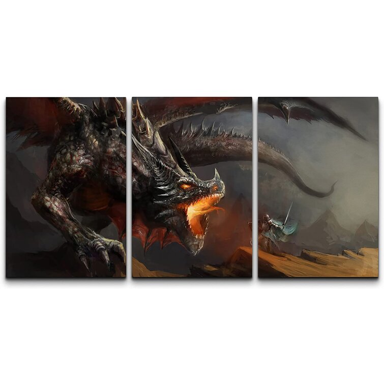 Dragon 03 Mythical Fantasy Canvas Wall Art Picture Print Christmas Framed Gift 