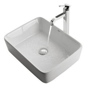 Ceramic Rectangular Vessel Bathroom Sink