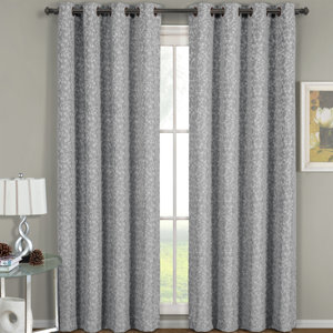 Scheerer Nature/Floral Semi-Sheer Grommet Curtain Panels (Set of 2)
