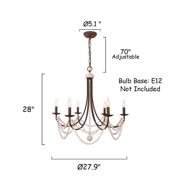 Bungalow Rose Modern Farmhouse 6-light Vintage Black Finish Chandelier 