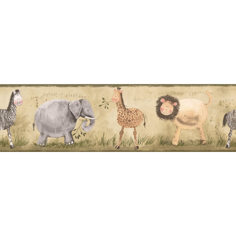 York Wallcoverings Elephant Zebra Giraffe Lion Greenish Wall Border Wayfair