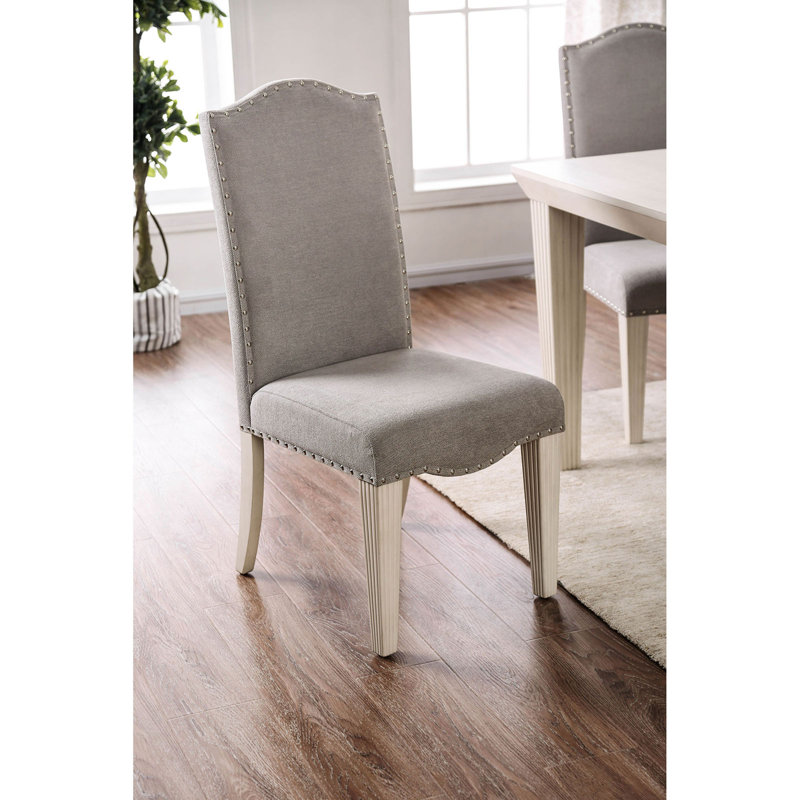 One Allium Way Dunphy Upholstered Dining Chair In Gray Antique White Wayfair