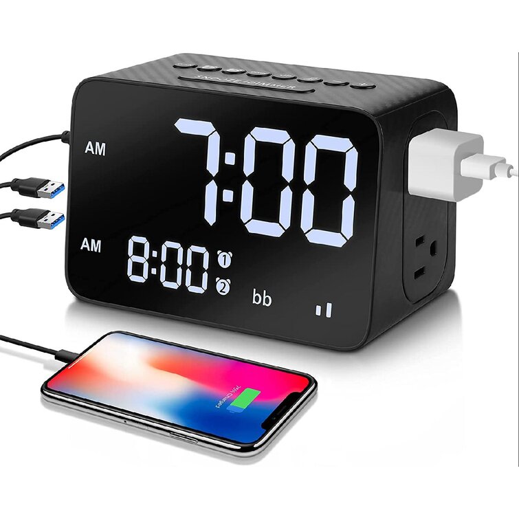 4.6" Smart Backlight Alarm Clock with Dimmer White 