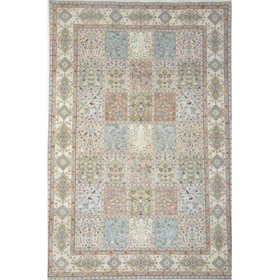 Smiley Hand-Knotted Beige/Blue Area Rug Astoria Grand Rug Size: Rectangle 8'3