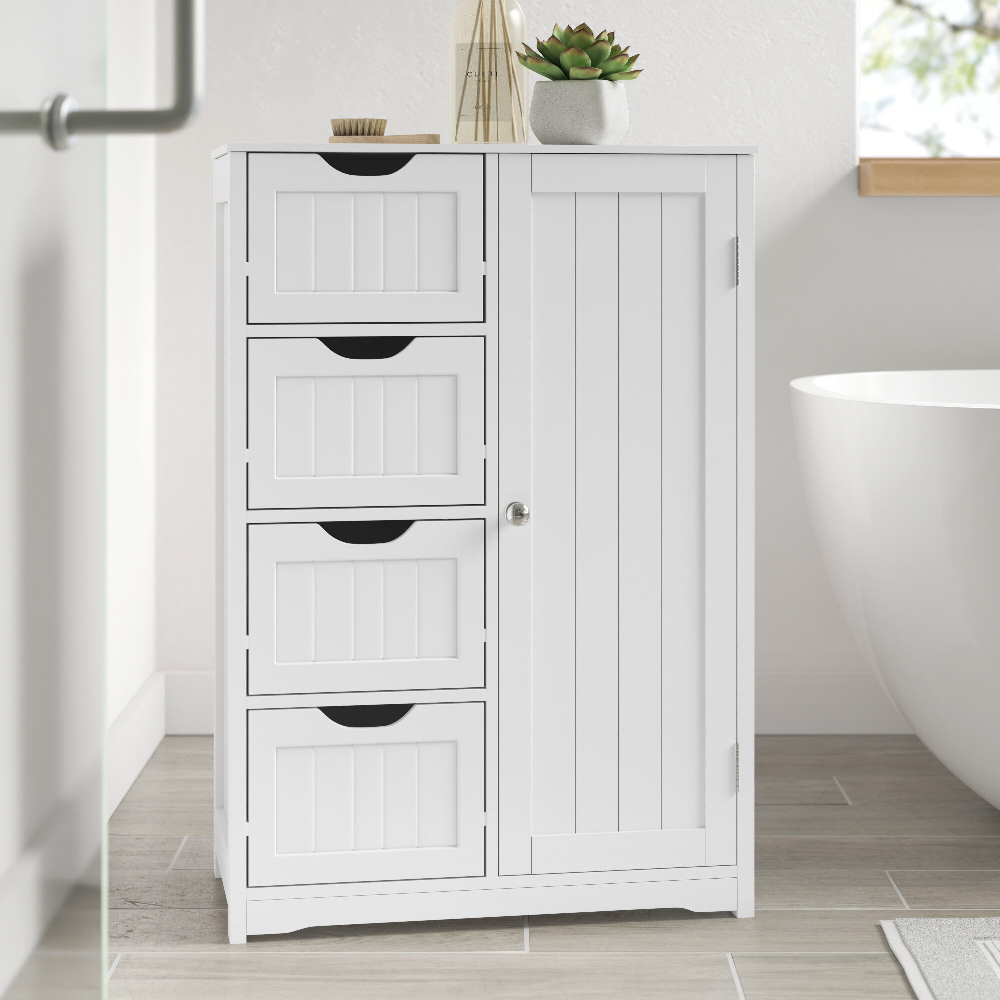 White Bathroom Cabinet Freestanding / Costway Bathroom Floor Cabinet ...