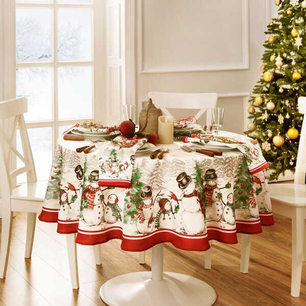 Christmas Snowman Table Cover Cloth Snowmen FESTIVE Holiday Decor FREE SHIPPING 