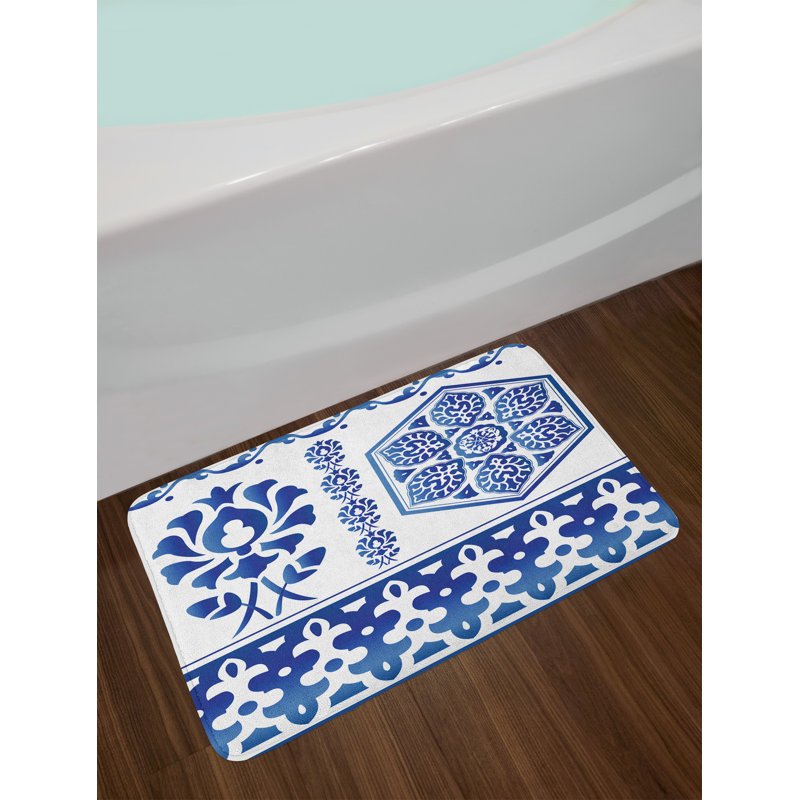 East Urban Home Antique Blue And White Bath Rug Wayfair Antique Blue And White Bath Rug