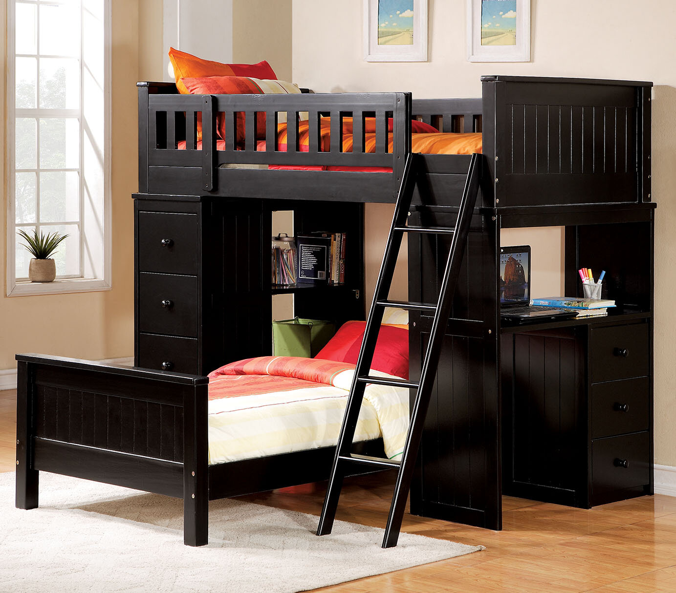 Harriet Bee Otha Twin Solid Wood L Shaped Bunk Beds With Built In Desk By Harriet Bee Reviews Wayfair