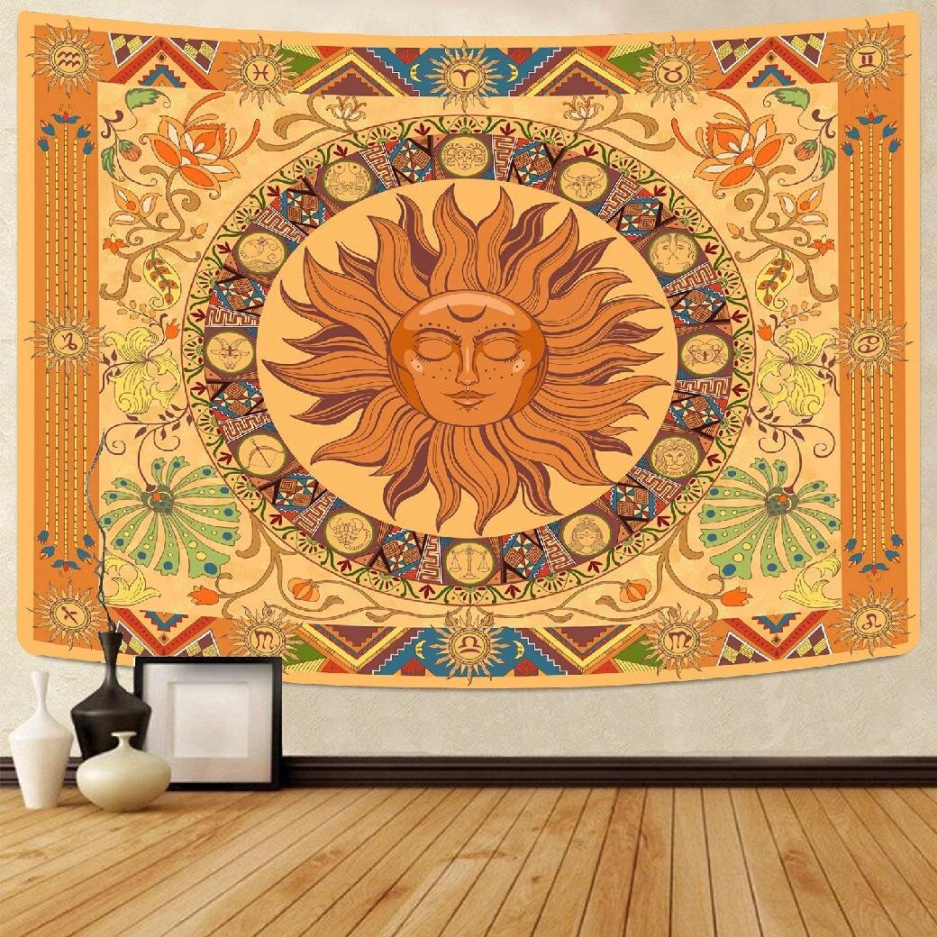 Zodiac Astrology Wall Hanging Sun-sign Tapestry Rashi Small Poster Bizarre Hippy
