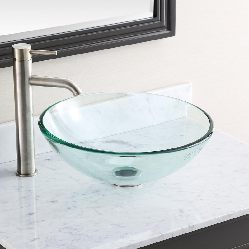 Avanity Tempered Glass Circular Vessel Bathroom Sink With Overflow Reviews Perigold