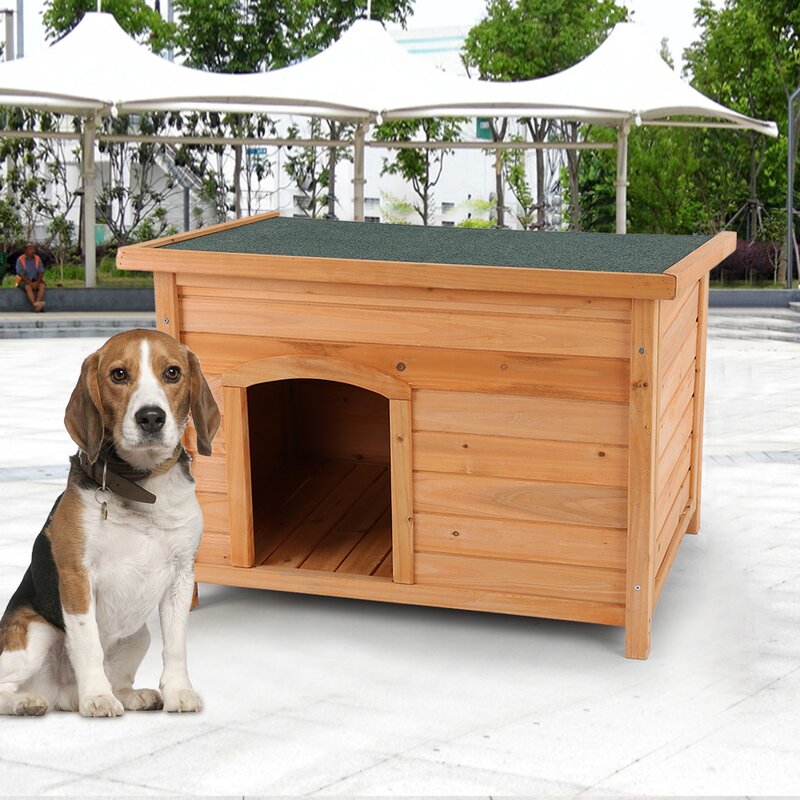 Tucker Murphy™ Pet Willia Brown/Green Wood Insulated Dog House | Wayfair