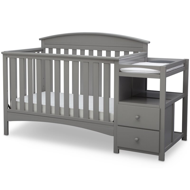 grey cribs with changing table
