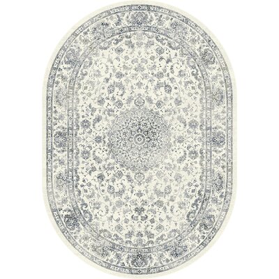 Attell Floral Cream/Light Grey Area Rug Astoria Grand Rug Size: Oval 5'3