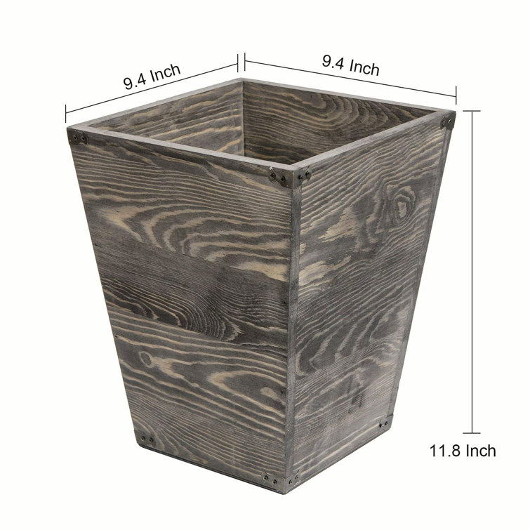 Farmhouse Style Wooden Square Trash Can With Decorative Metal Brackets For  Bedroom,Living Room, Bathroom & Office,Waste Bin Wastebaskets Trash Bin ...