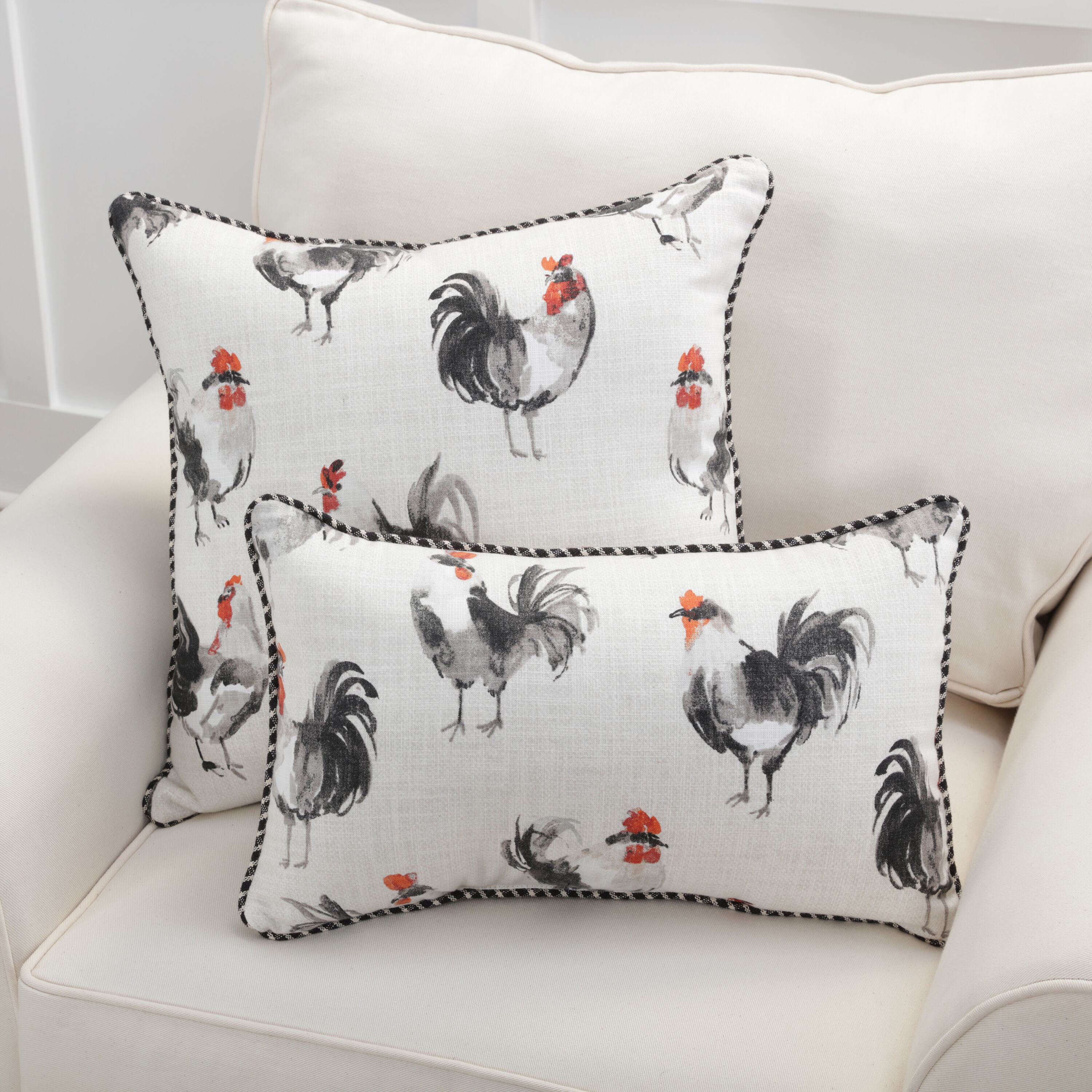 Gracie Oaks Espinal Rooster Cotton Lumbar Pillow Reviews Wayfair