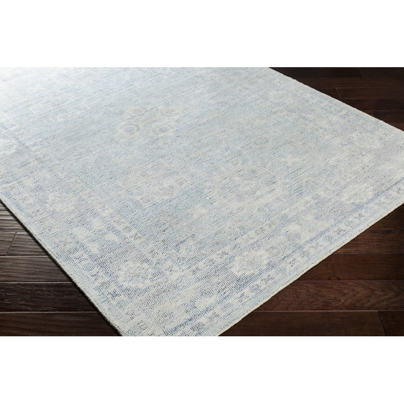 Bloomsbury Market Rakel Oriental Hand Tufted Wool Denim Sky Blue Area Rug Wayfair