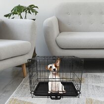 N\ A Single-Door & Double-Door Folding Metal Dog or Pet Crate Kennel with Tray 