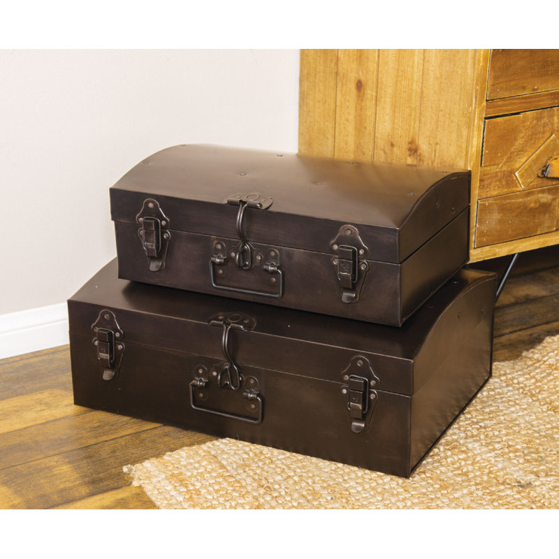 Williston Forge Lagarde Rustic Rectangular Iron Decorative 2 Piece Trunk Set Wayfair