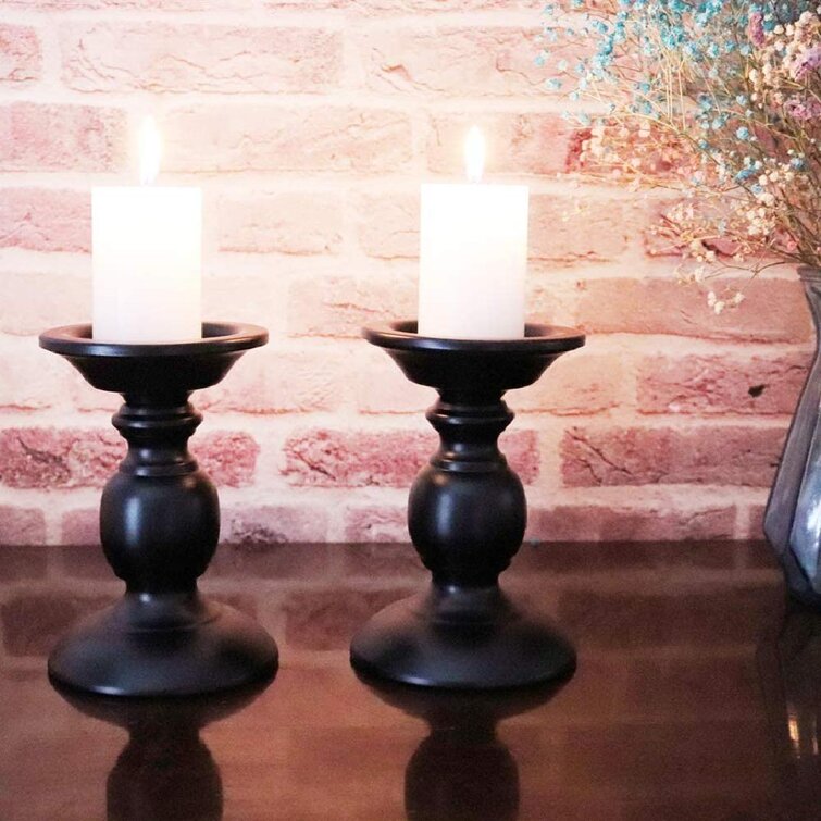 Black Retro Pillar Candle Holders Black for Tables Candle Holder Stand for Thick Candle Table Iron Candle Tray Decorations Ornaments for Christmas Wedding Party Black01 Iron Candlestick Holders