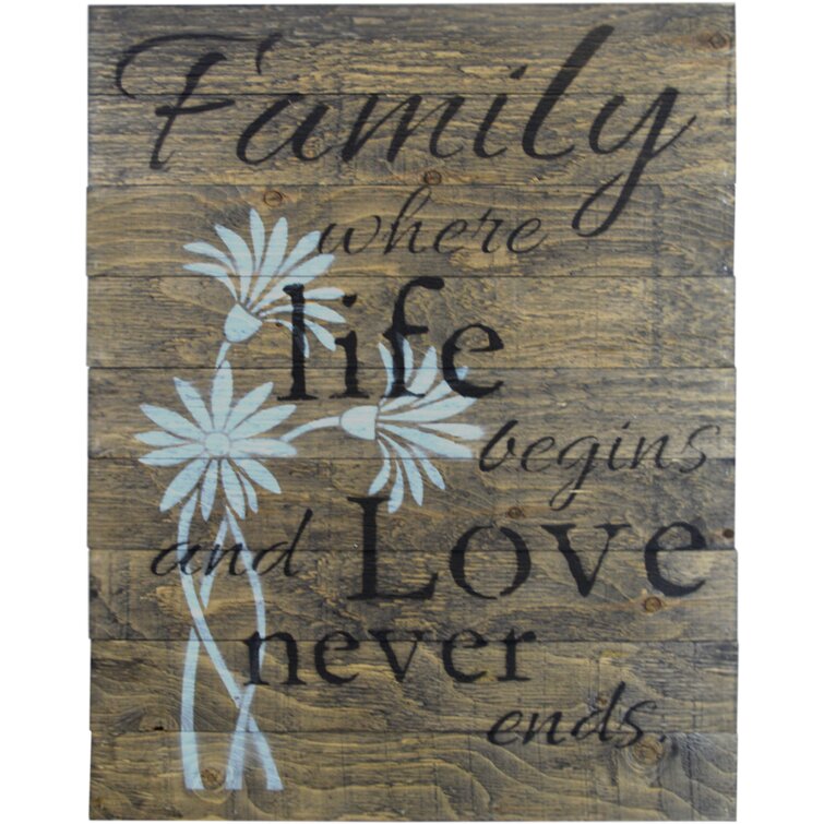 Family Where Life Begins Rustic Reclaimed Wood Pallet Wall Art 