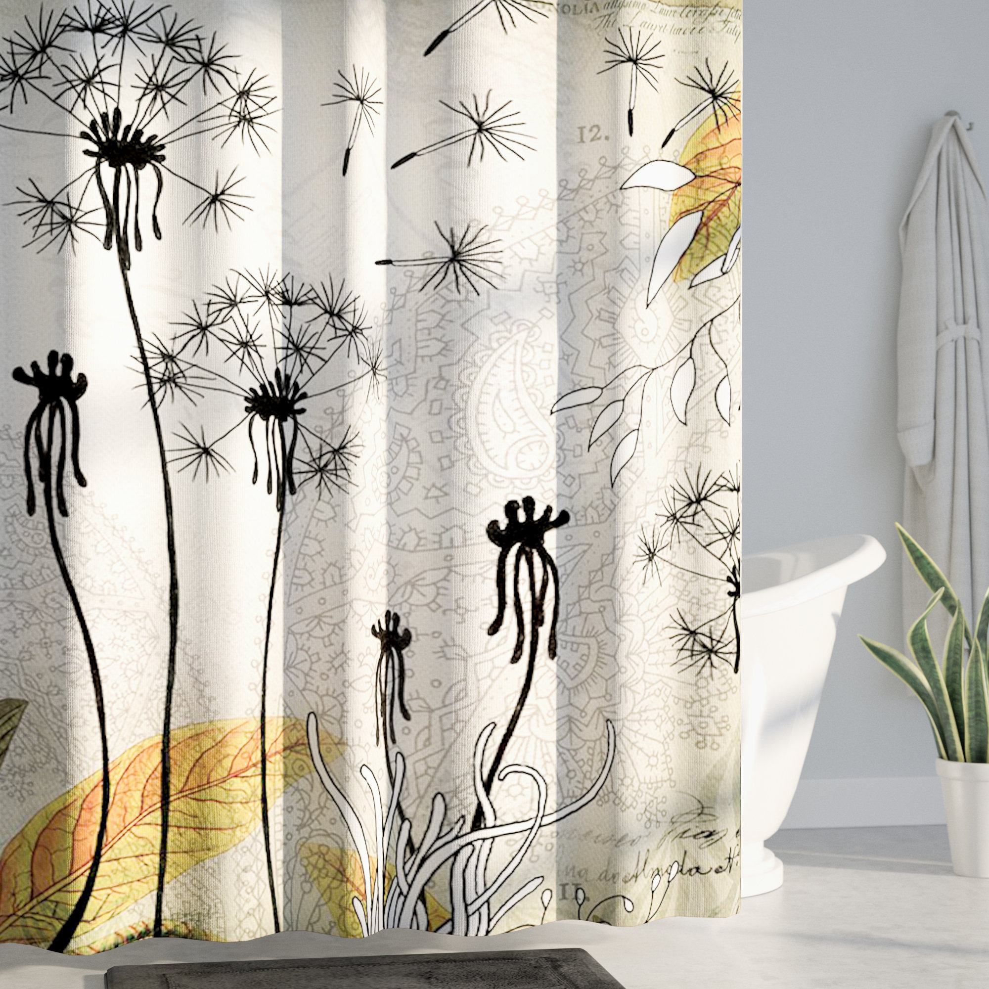 Latitude Run Herkimer Little Dandelion Single Shower Curtain