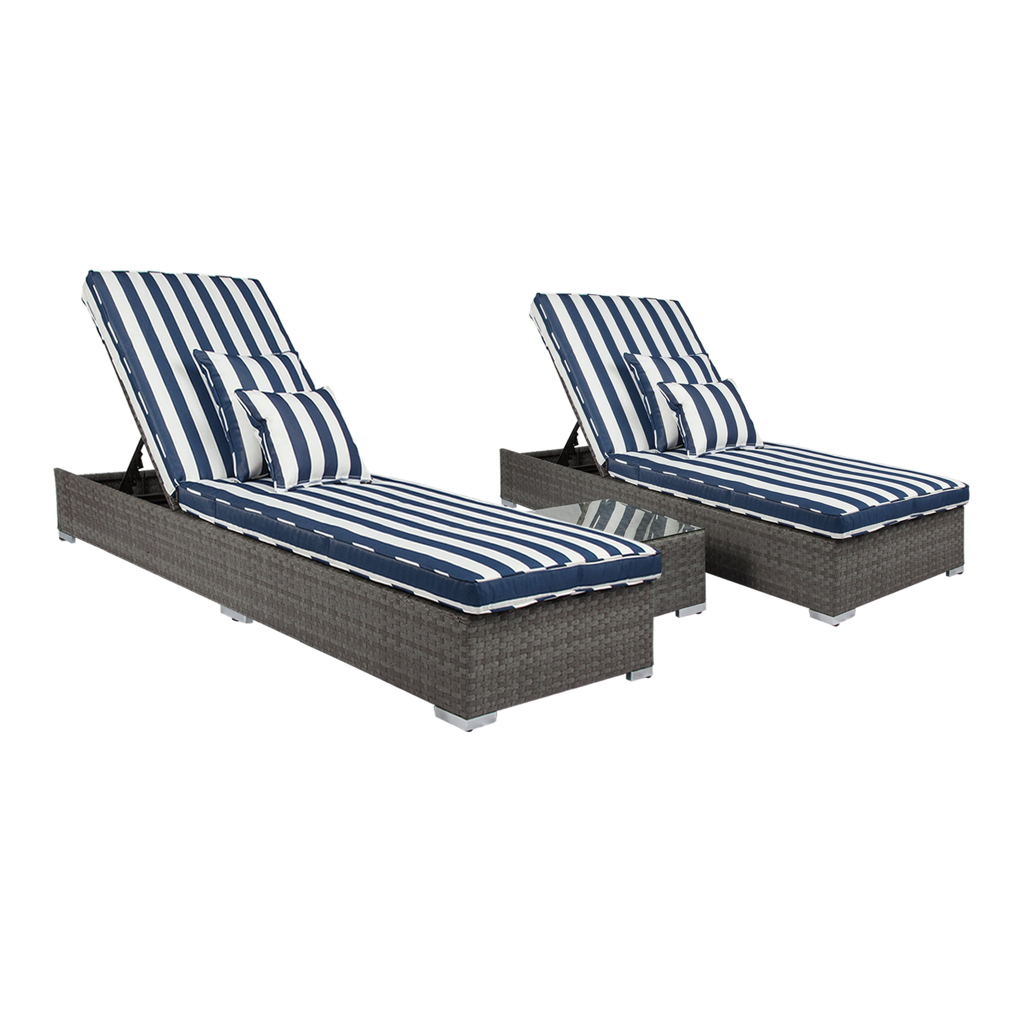 Breakwater Bay Ismail Monaco 3 Piece Rattan Seating Group Conversation Set With Cushions Reviews Wayfair