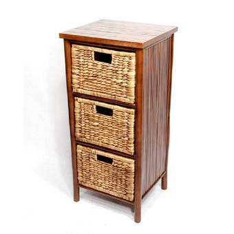Bayou Breeze 33 75 Black And Brown Bamboo Storage Cabinet With 3