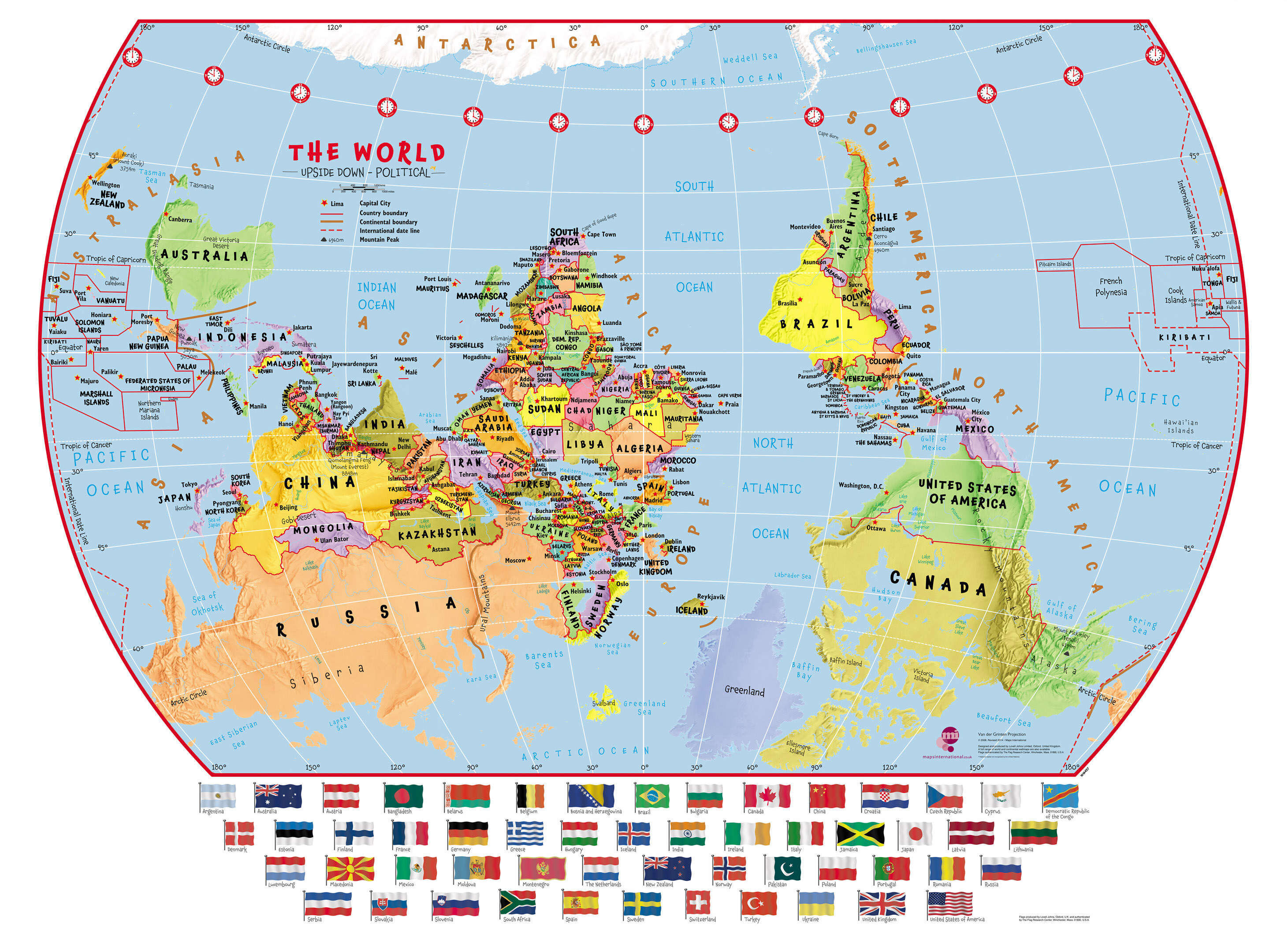 Upside Down Globe Map Maps International Large Elementary School Upside-Down Political World Wall  Map With Flags (Laminated) - Wayfair Canada